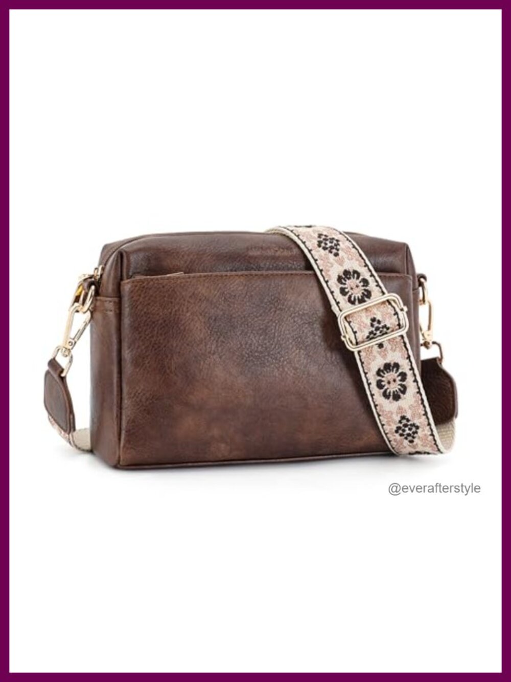 Vegan Leather Small Crossbody Bag Triple Zip Cell Phone Purse Adjustable Strap